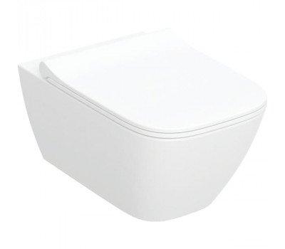 Унитаз подвесной безободковый Rimfree® Geberit Smyle Square 500.685.01.2 с сиденьем (сэндвич) SoftClose