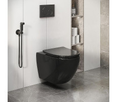 Унитаз подвесной Grossman Color GR-4411blackS цвет Черный глянец с сиденьем Микролифт Унитаз подвесной Grossman Color GR-4411blackS цвет Черный глянец с сиденьем Микролифт