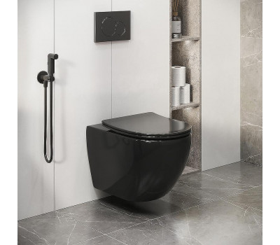 Унитаз подвесной Grossman Color GR-4411blackS цвет Черный глянец с сиденьем Микролифт