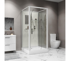 Душевая кабина Niagara Standart ST100/15Q/BK квадрат, поддон 15см, распашная, профиль белый, без крыши 