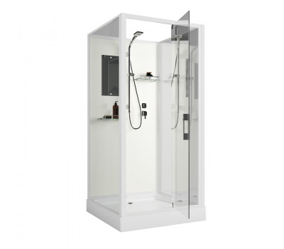 Душевая кабина 80х80см Niagara Standart ST80/15Q/BK квадрат, поддон 15см, распашная, профиль белый, без крыши