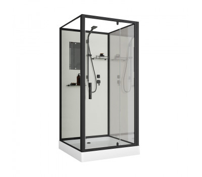 Душевая кабина Niagara Standart ST80/15Q/BL/BK квадрат, поддон 15см, распашная, профиль черный, без крыши 