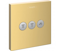 Смеситель для душа термостат Hansgrohe ShowerSelect 15764990 полированное золото, вентиль на 3 потребителя