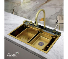 Многофункциональная кухонная мойка Ceruttispa GLORIA Nano Gold CT10355 (золото) из нержавеющей стали (750х460х230) 