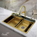 Многофункциональная кухонная мойка Ceruttispa GLORIA Nano Gold CT10355 (золото) из нержавеющей стали (750х460х230) 