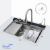 Многофункциональная кухонная мойка Ceruttispa GLORIA Nano Embos CT11888 (матовый хром) из нержавеющей стали (750х460х230)  