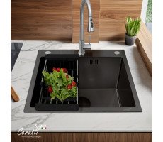 Кухонная мойка Ceruttispa GLORIA 50B CT11256 nano black (графит) из нержавеющей стали (500х500х220) 
