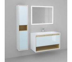 Тумба под раковину, подвесная Jorno Glass 100 Gla.01.97/P/W Белый  Тумба под раковину, подвесная Jorno Glass 100 Gla.01.97/P/W Белый