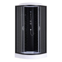 Душевая кабина 80х80 см Loranto CS-6680-13GB 80 поддон 13см, черный кирпичный узор, прозрачное стекло 4мм, профиль черный