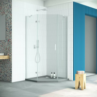 Душевой уголок 100х100см Vegas-Glass AFA-Pen Retta профиль белый, стекло прозрачное