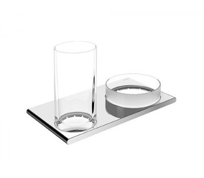 Двойной держатель со стаканом и чашей для мелочей KEUCO Edition 400 11554019000 хром 