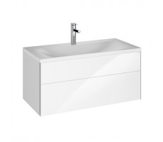 Тумба с раковиной 100 KEUCO Royal Reflex.2 39604.210100  корпус глянец белый, фасад стекло белое