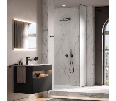 Душевой комплект № 7 c термостатом KEUCO IXMO 59602 370001 термостат, на 2 потребителя, с круглыми розетками, черный матовый