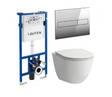 ПЭК Laufen Basal VPACK 6.2071.2.004.000.3 панель смыва хром, чаша Rimless + сиденье, инсталляция