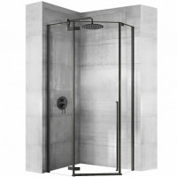 Душевое ограждение Loranto CS-22107-90B прозрачное закаленное стекло 8 мм, Easy clean, профиль черный, без поддона
