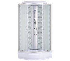 Душевая кабина 100х100 см Loranto CS-6610-25FW 100 поддон 25 см белый кирпичный узор, стекло 4 мм профиль хром