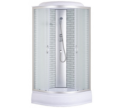 Душевая кабина 100х100 см Loranto CS-6610-25FW 100 поддон 25 см белый кирпичный узор, стекло 4 мм профиль хром Душевая кабина 100х100 см Loranto CS-6610-25FW 100 поддон 25 см белый кирпичный узор, стекло 4 мм профиль хром