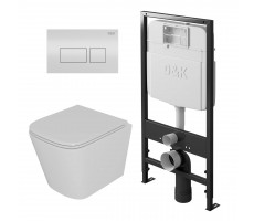 Комплект D&K DS1431601 (унитаз DT1436016, инсталляция DI8055119, клавиша смыва DB1439016 белый)
