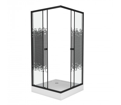 Душевой уголок 100х100см Niagara NG-010-14Q BLACK низкий поддон (13см) стекло МОЗАИКА  