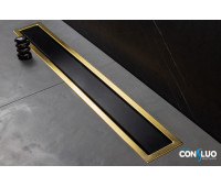 Душевой лоток Pestan Confluo Premium Line 550 Black Glass Gold  13100115 Хром матовый/черное стекло глянец, рамка золото 