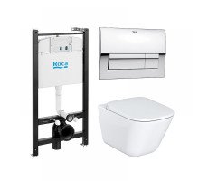 ПЭК 893104100 Roca The Gap Pack подвесной унитаз Rimless + инсталляция + кнопка + сиденье микролифт ПЭК 893104100 Roca The Gap Pack подвесной унитаз Rimless + инсталляция + кнопка + сиденье микролифт