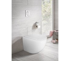 Унитаз приставной Azario Teramo Grado AZ-2141D-UQ1 безободковый,  Торнадо с сиденьем микролифт