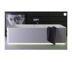 Ванна из материала Stone 180х80 KNIEF Shine 0600-041-01 со сливом, с LED подсветкой, цвет белый матовый