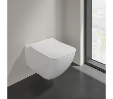 Унитаз подвесной безободковый Villeroy&Boch Venticello 4611RSR1 CeramicPlus, цвет-альпийский белый, микролифт
