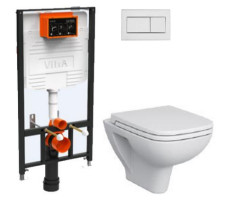 Комплект унитаза с инсталляцией Vitra S 20 9004B003-7207 с сиденьем Микролифт и клавишей смыва Хром глянец