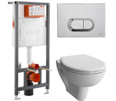 Инсталляция с унитазом VitrA Integra Round L-box 9004B003-7202 крышка микролифт, кнопка Матовый хром