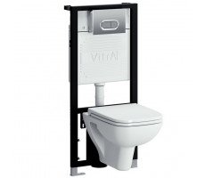 Комплект унитаза с инсталляцией Vitra S20 9004B003-7204 подвесной с сиденьем микролифт и кнопкой смыва хром