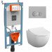 Комплект унитаза с инсталляцией Vitra Sento Rim-Ex 9830B003-7207 с сиденьем микролифт и клавишей смыва хром матовый