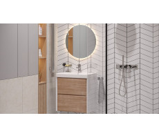 Тумба подвесная Velvex Gesso 700-0-2 (9696) навесная белый матовый/дуб сонома tp.GES.9696.70.2Y