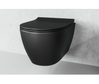 Безободковый подвесной унитаз Vitra Sento 7748B083-0101 цвет Матовый черный (сиденье отдельно)