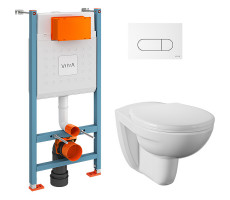 Комплект: Vitra Normus 9773B003-7207 унитаз подвесной+крышка + инсталляция + панель смыва глянец белый (740-2200)