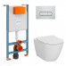 Комплект: Vitra Sanibelle 9878B003-7200 подвесной Безободковый унитаз + тонкое сиденье + инсталляция + панель смыва хром глянец
