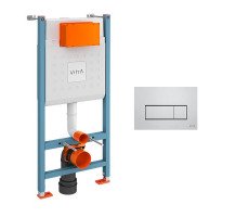 Комплект: инсталляция Vitra 800-1875 Core 738-5800-01 и панель смыва Root S 740-2380 цвет глянц хром