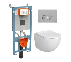 Комплект: Vitra Sento 9830B003-7211 унитаз подвесной безободковый с тонким сидением +инсталляция