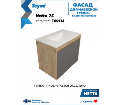 Фасад для тумбы в ванную 75 см Teymi Netta цвет графит T60613 