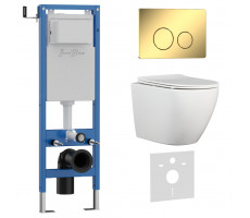 Комплект 3в1 IBERICA BLANCA инсталляция SILENCIO MINI, унитаз BILBAO ALTO белый, кнопка смыва INOX-O золото глянцевое (IB.001M.BLA.234.816) Комплект 3в1 IBERICA BLANCA инсталляция SILENCIO MINI, унитаз BILBAO ALTO белый, кнопка смыва INOX-O золото глянцевое (IB.001M.BLA.234.816)