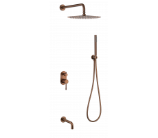 Смеситель встроенный + верхний+ ручной душ Uno BRUSHED BRONZE с изливом Boheme 464-2-BRB брашированная бронза Смеситель встроенный + верхний+ ручной душ Uno BRUSHED BRONZE с изливом Boheme 464-2-BRB брашированная бронза