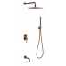 Смеситель встроенный + верхний+ ручной душ Uno BRUSHED BRONZE с изливом Boheme 464-2-BRB брашированная бронза 