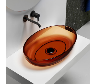 Раковина накладная прозрачная ABBER Kristall AT2801Opal коричневая 