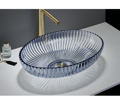 Раковина Ceramalux GL49-L1  стекло голубая 