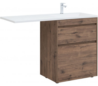 Тумба с раковиной Aquanet Токио 130 L напольная 2 ящика, цв. дуб веллингтон 00335589 Тумба с раковиной Aquanet Токио 130 L напольная 2 ящика, цв. дуб веллингтон 00335589