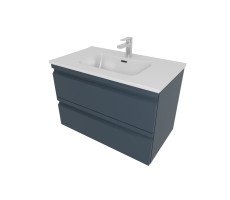 Комплект мебели: Тумба 80см ВЕГА с раковиной AQ0480-00, 2 ящика, цвет серый мат AQ77080-MG 