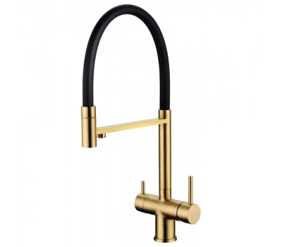 Смеситель для кухни с гибким изливом Grocenberg GB4099MG, матовое золото 