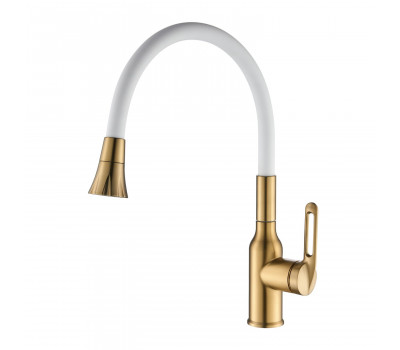 Смеситель для кухни с гибким изливом Raffine F303G-1, золотой сатин