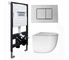 Комплект подвесной унитаз ABBER Bequem AC1132TC белый, с закрытым дном с инсталляцией AC0105 и кнопкой AC0120 хром глянцевый Комплект подвесной унитаз ABBER Bequem AC1132TC белый, с закрытым дном с инсталляцией AC0105 и кнопкой AC0120 хром глянцевый