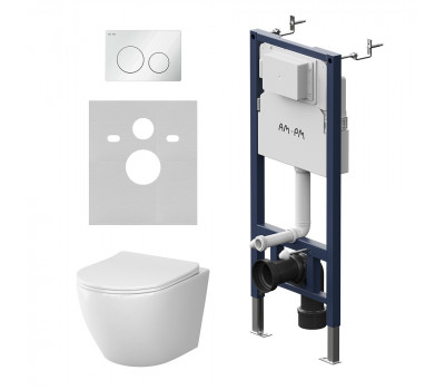 Инсталляция PrimeFit с подвесным унитазом AquaSpin 2.0 и клавишей AM.PM Like IS90101.801901 Белый Глянцевое 